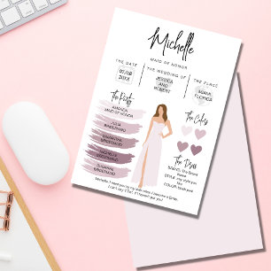 Bridesmaid Info Card Bridal Party Information