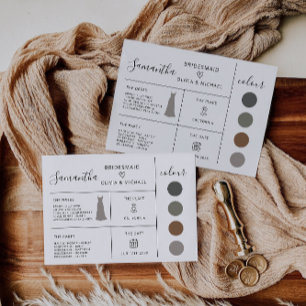 Bridesmaid Info Card, Minimalist Bridal Party Invitation