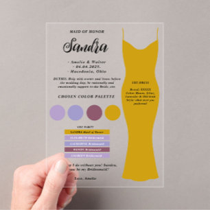 Bridesmaid info card Proposal Acrylic Invitations