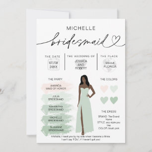 Bridesmaid Info Sage Colour Palette Infographic Invitation