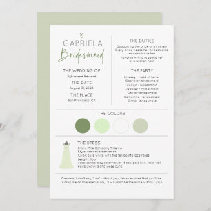 Bridesmaid Information and Proposal Card Template