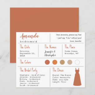 Bridesmaid Information Card - Terracotta Neutrals