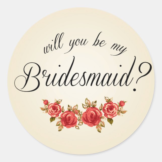 Bridesmaid Invitation Classic Round Sticker (Front)