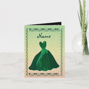 BRIDESMAID Invitation - FOREST GREEN Leaf Gown