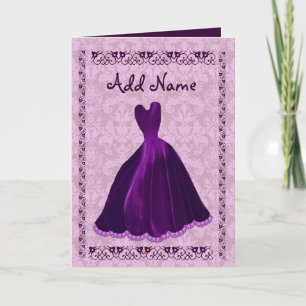 BRIDESMAID Invitation PURPLE Velvet Gown R701