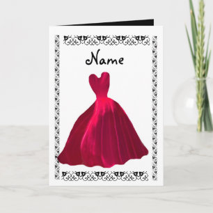 BRIDESMAID Invitation - ROSE RED Velvet Gown