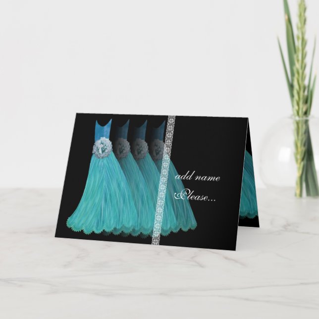 Bridesmaid Invitation - Turquoise Blue Gowns (Front)