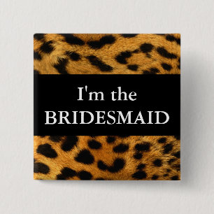 Bridesmaid Leopard Print Wedding Button