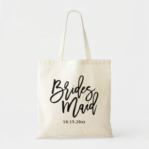 Bridesmaid Lettering Black Script Tote Bag