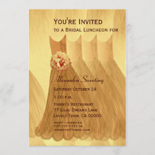 Bridesmaid Luncheon or Brunch Gold Dresses V08 Invitation