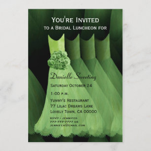Bridesmaid Luncheon or Brunch Green Dresses V03 Invitation