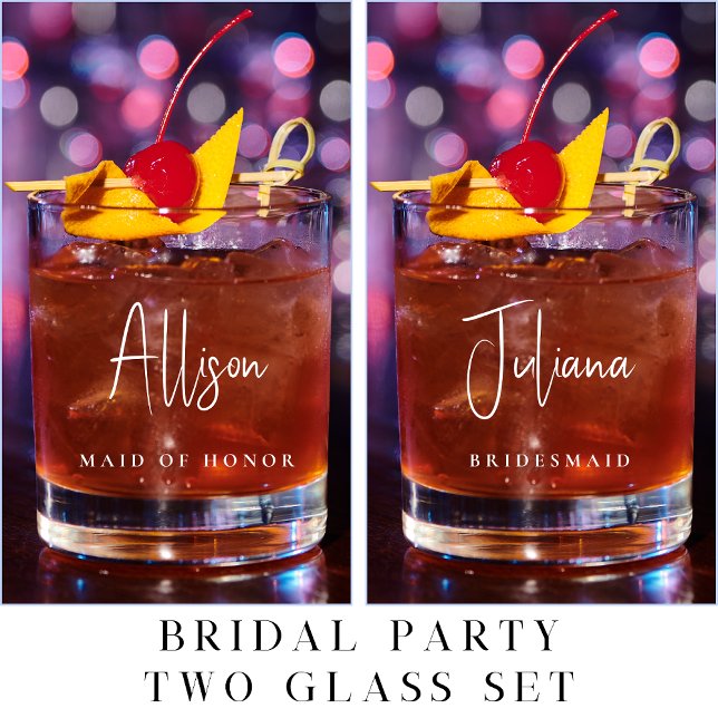 Bridesmaid Maid Of Honour Chic Wedding Whiskey Glass (Creator Uploaded)