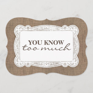 Bridesmaid / Maid of Honour Funny Rustic Country Invitation