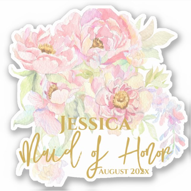 Bridesmaid Maid of Honour Pink Floral Rose (Front)