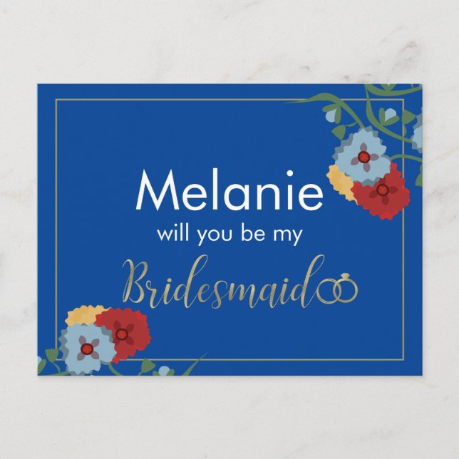 Bridesmaid Mexican Flower Border Proposal Card (Front)