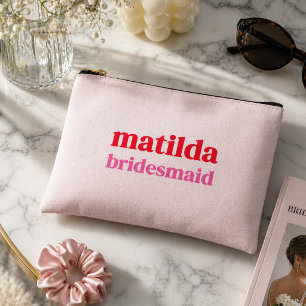 Bridesmaid Minimal Red and Pink Bachelorette Accessory Pouch