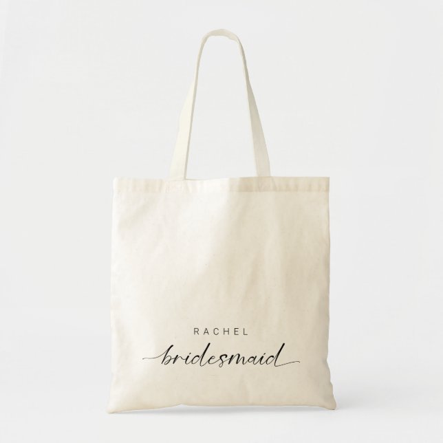 Bridesmaid Minimalist Modern Script Gift  Tote Bag (Front)