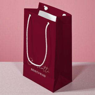 Bridesmaid Minimalist Script Burgundy Small Gift Bag