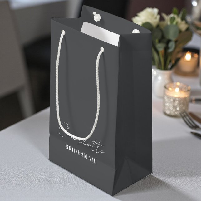 Bridesmaid | Minimalist Script Davy Grey Small Gift Bag (Creator Uploaded)
