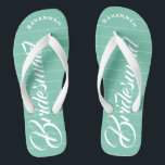 Bridesmaid Mint Or Any Colour Stripes Pattern Flip Flops<br><div class="desc">Mint Stripes Pattern - Change to Any Colour by clicking customize. And say anything you want.  Make these one of a kind flip flops that have YOUR message on them.  Be the talk of the beach!</div>