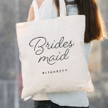 Bridesmaid Modern Calligraphy Wedding Tote Bag<br><div class="desc">Bridesmaid Modern Calligraphy Wedding Tote Bag features fun and pretty calligraphy,  along with the personalized name.</div>