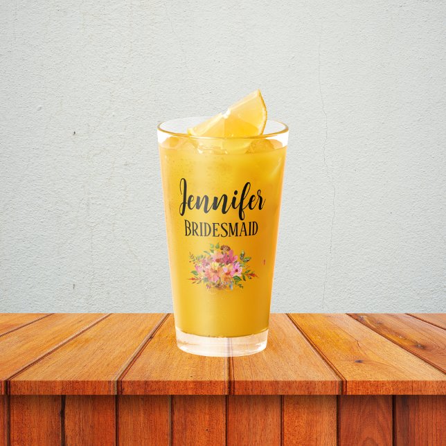 Bridesmaid | Modern Floral Personalized Shot Glass (Creator Uploaded)