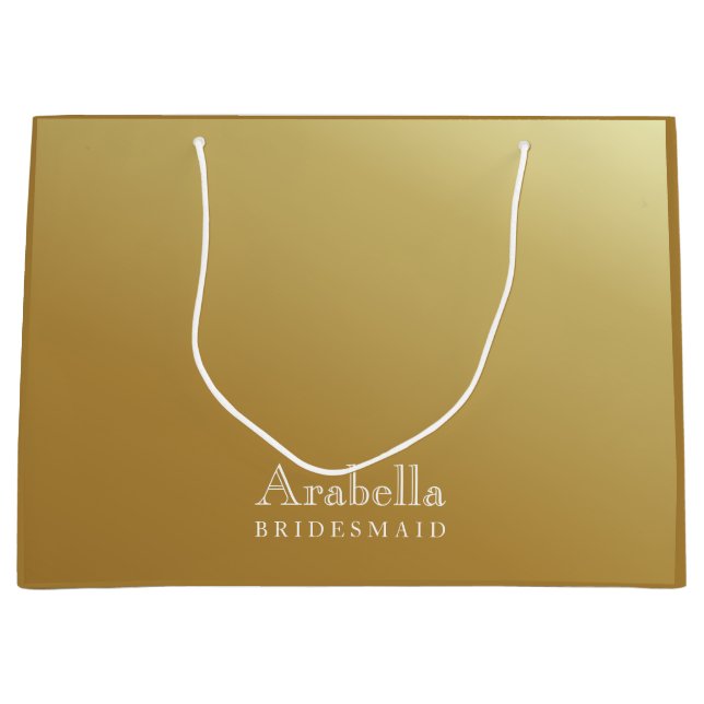 Bridesmaid | Modern Glamourous Ombre Gold Large Large Gift Bag (Front)