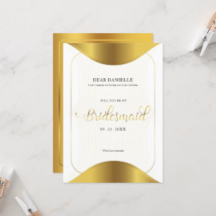 Bridesmaid Modern gold typography gold border Invi Invitation
