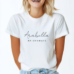 Bridesmaid | Modern Minimalist Script Bachelorette T-Shirt<br><div class="desc">This Bridesmaid custom design features a handwritten script typography. You can easily personalize the name and title or add your custom message! The perfect elegant accessory for a bridesmaid proposal or bachelorette!</div>