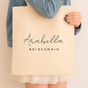 Bridesmaid Modern Minimalist Script Bachelorette Tote Bag
