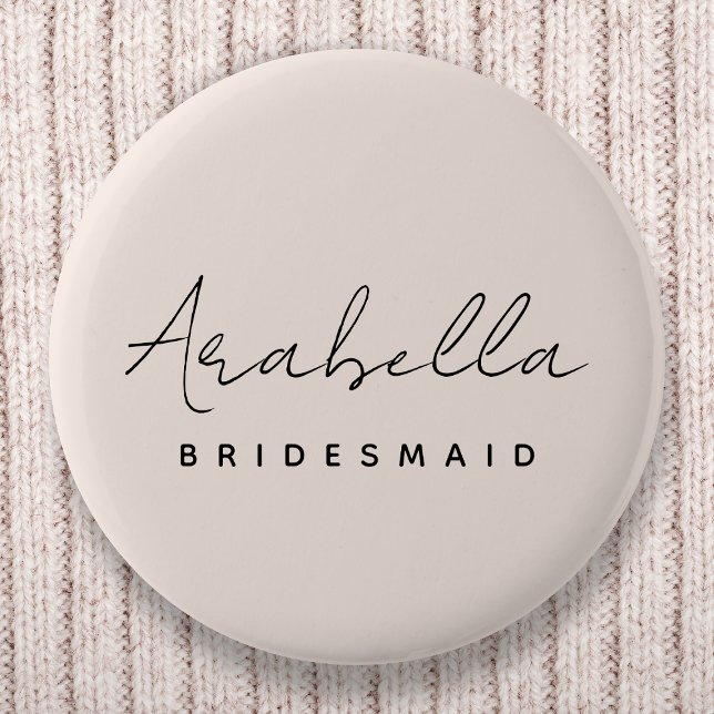 Bridesmaid | Modern Minimalist Script Blush Pink 2 Inch Round Button (Creator Uploaded)