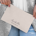 Bridesmaid | Modern Minimalist Script Blush Pink Accessory Pouch<br><div class="desc">This Bridesmaid custom design features a handwritten script typography on a blush pink background. You can easily personalize the name and title or add your custom message! The perfect elegant accessory for a bridesmaid proposal or bachelorette!</div>