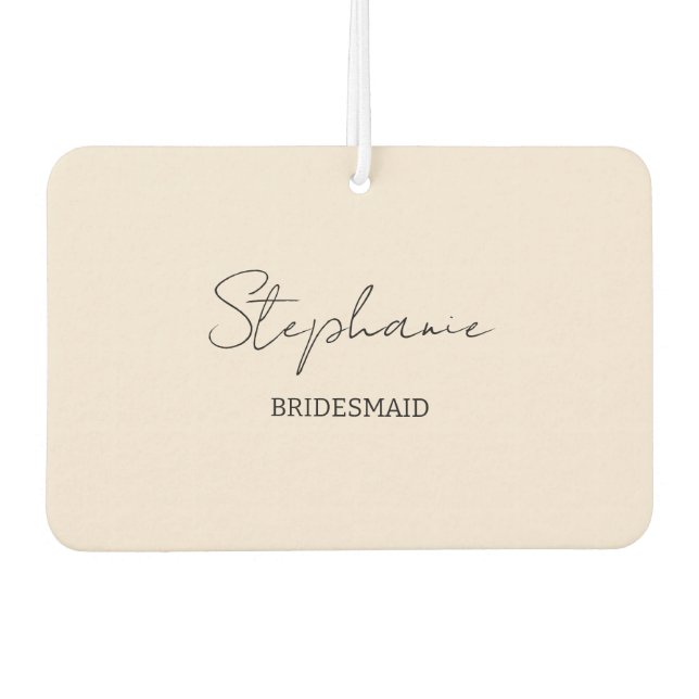 Bridesmaid | Modern Minimalist Script Blush Pink Air Freshener (Front)