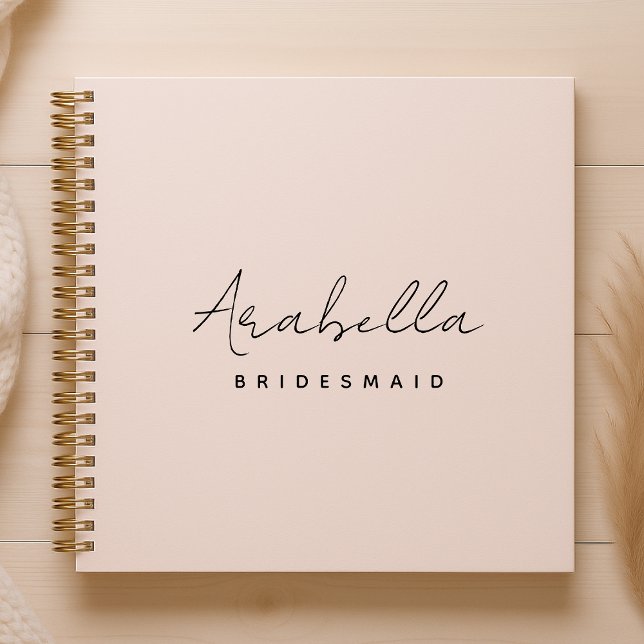Bridesmaid | Modern Minimalist Script Blush Pink Notebook (Creator Uploaded)