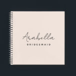 Bridesmaid | Modern Minimalist Script Blush Pink Notebook<br><div class="desc">This Bridesmaid custom design features a handwritten script typography on a blush pink background. You can easily personalize the name and title or add your custom message! The perfect elegant accessory for a bridesmaid proposal or bachelorette!</div>
