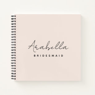 Bridesmaid   Modern Minimalist Script Blush Pink Notebook