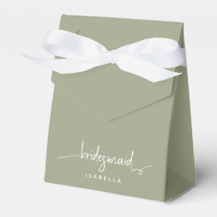 Bridesmaid Modern Minimalist Script Sage Green  Favor Box