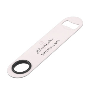 Bridesmaid Modern Monogram Blush Pink Minimalist Bar Key