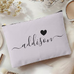 Bridesmaid Modern Script Lavender Grey Heart Accessory Pouch<br><div class="desc">This elegant accessory pouch features a stylish lavender grey background adorned with a modern script font displaying a personalized name and a charming heart design. The soft, feminine colour and sophisticated typography make it a perfect accessory for bridesmaids or anyone who appreciates chic and trendy designs. Its versatile use and...</div>