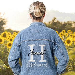 Bridesmaid Monogram Initial and Name Personalized Denim Jacket