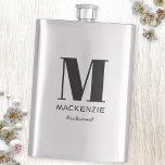 Bridesmaid Monogram Name Hip Flask<br><div class="desc">Modern typography minimalist monogram name design which can be changed to personalize. Perfect for thanking your Bridesmaid for all their help and support in making your wedding amazing.</div>