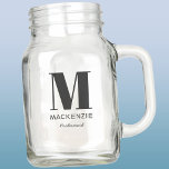 Bridesmaid Monogram Name Mason Jar<br><div class="desc">Modern typography minimalist monogram name design which can be changed to personalize. Perfect for thanking your Bridesmaid for all their help and support in making your wedding amazing.</div>