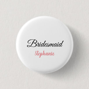 Bridesmaid Monogram Pink Custom Name Wedding 1 Inch Round Button