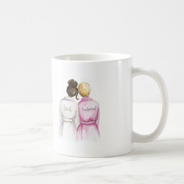 Bridesmaid? Mug Dark Br Bun Bride Bl Pixie Cut BM (Right)