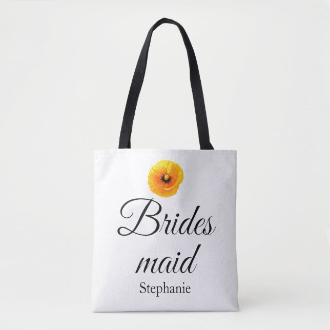 Bridesmaid Name Poppy Floral Abstract Wedding Cool Tote Bag (Front)