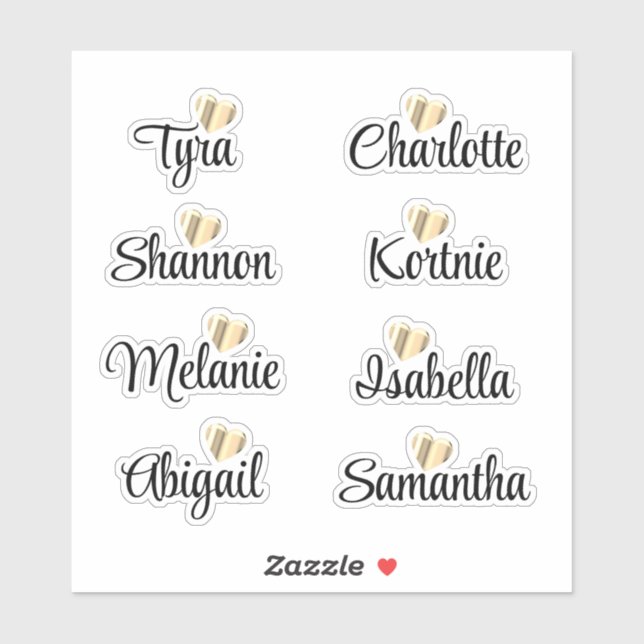 Bridesmaid Names Personalized Decal Vinyl Stickers (Sheet)