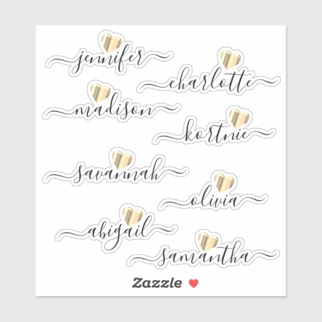 Bridesmaid Names Personalized Vinyl Decal Stickers (Sheet)