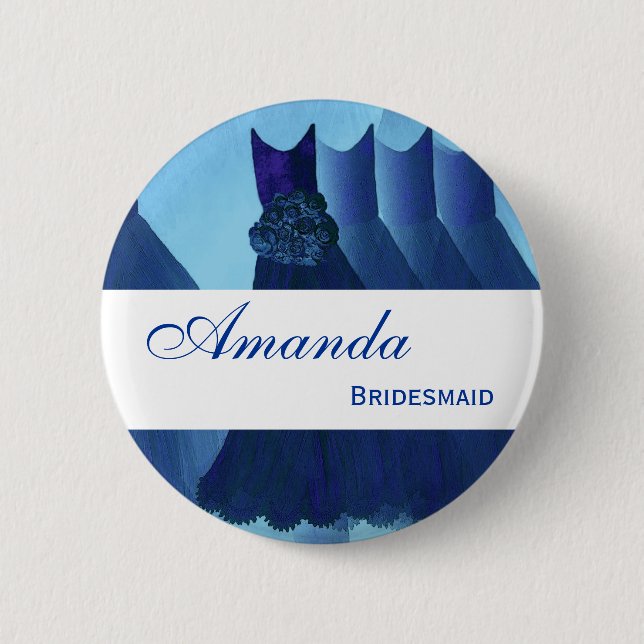 BRIDESMAID Navy Blue  Gowns F200B 2 Inch Round Button (Front)