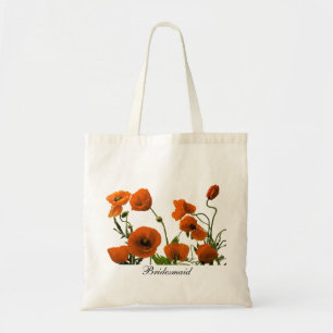 Bridesmaid Orange Poppy Flowers Floral Patterns Tote Bag