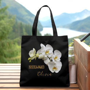 Bridesmaid Orchids Floral Personalized Tote Bag